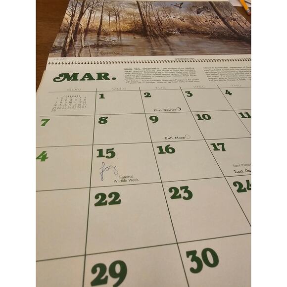 1982 Vintage Remington Dupont Calendar Wildlife and Hunting Memorabilia - Picture 6 of 9